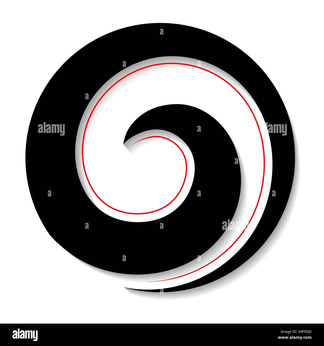 L'icône Maori Koru Noir Rouge avec ombre style Kiwiana de Nouvelle-Zélande Illustration de Vecteur