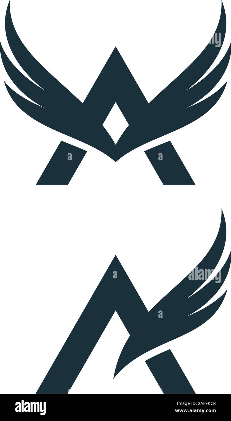 Une lettre de symboles avec les ailes sur fond blanc. Abstract dessins de logos. Illustration de Vecteur