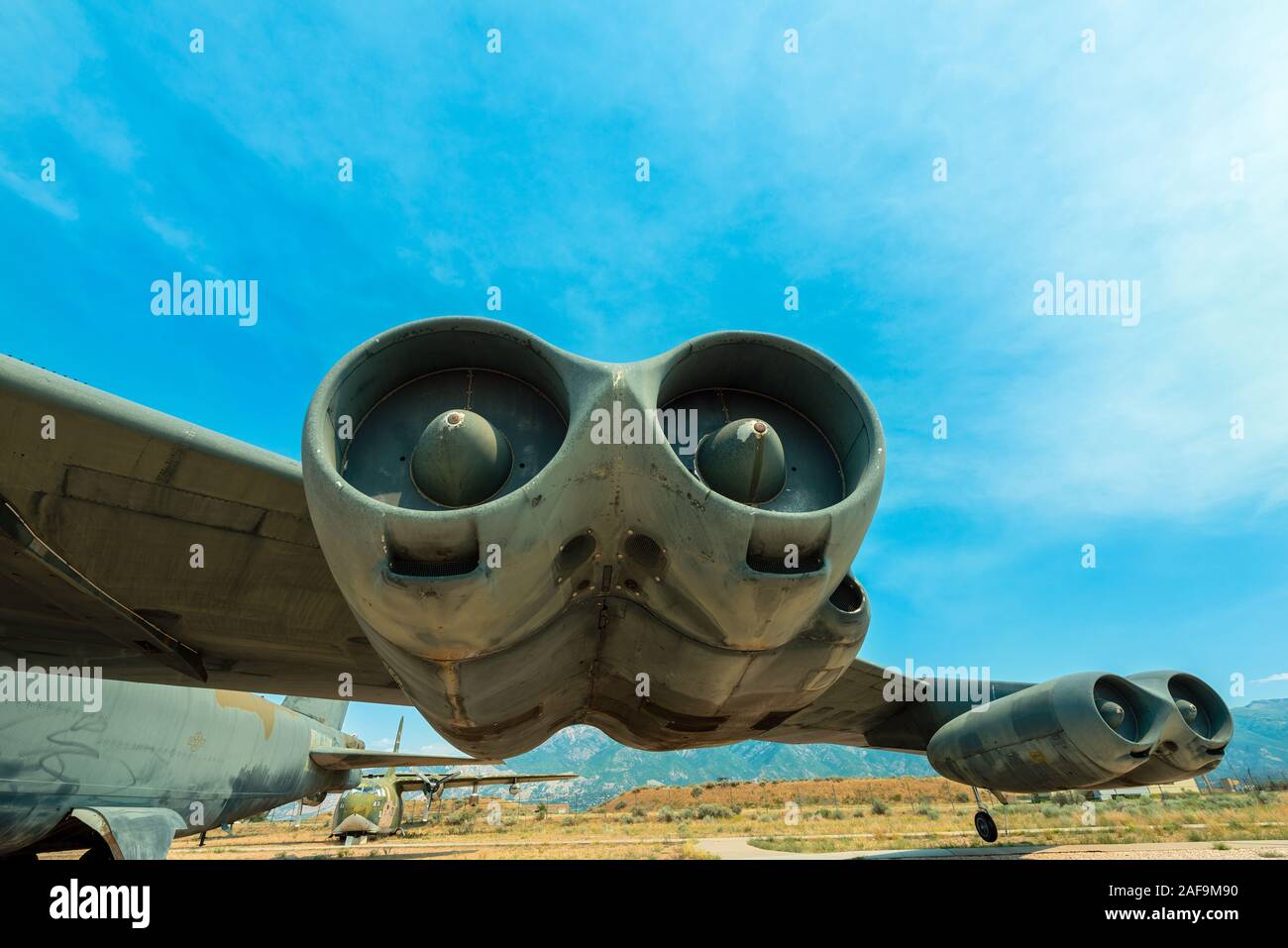 Moteurs sur l'aile d'un avion B52 Historique Banque D'Images