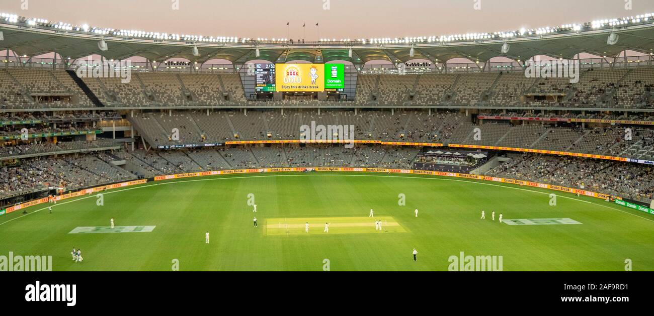 Match de cricket d'essai l'Australie contre la Nouvelle-Zélande à l'ouest de l'Australie Perth Stade Optus. Banque D'Images