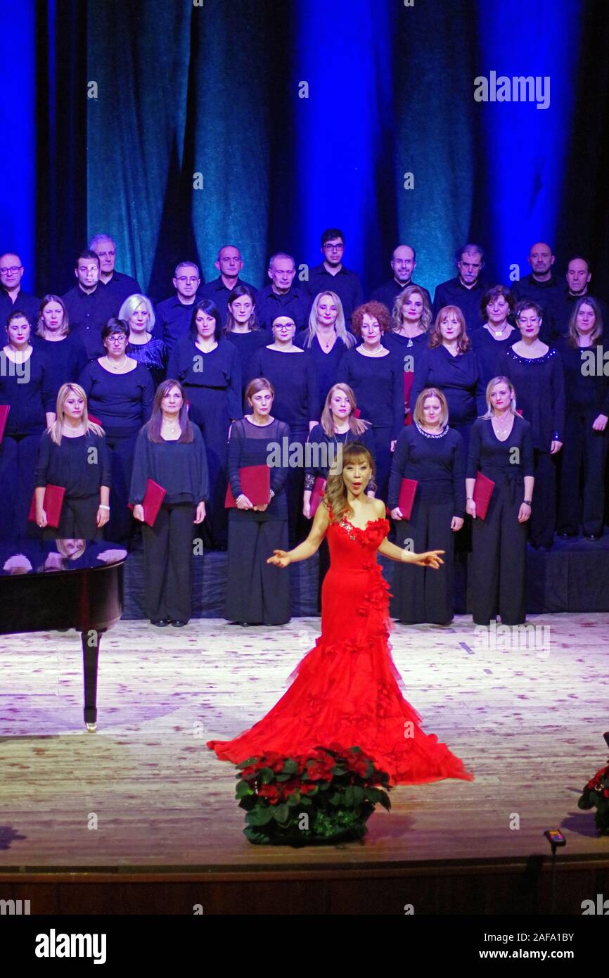 Sumi Jo, soprano sud-coréen en concert à Sassari, Sardaigne, Italie , 2019, 12 décembre. Banque D'Images