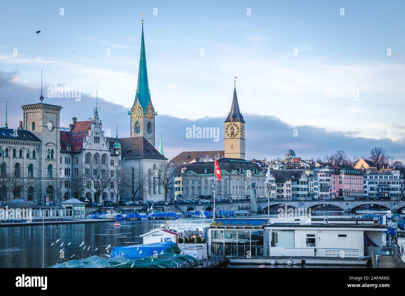 Le Lac de Zurich et de la ville Banque D'Images