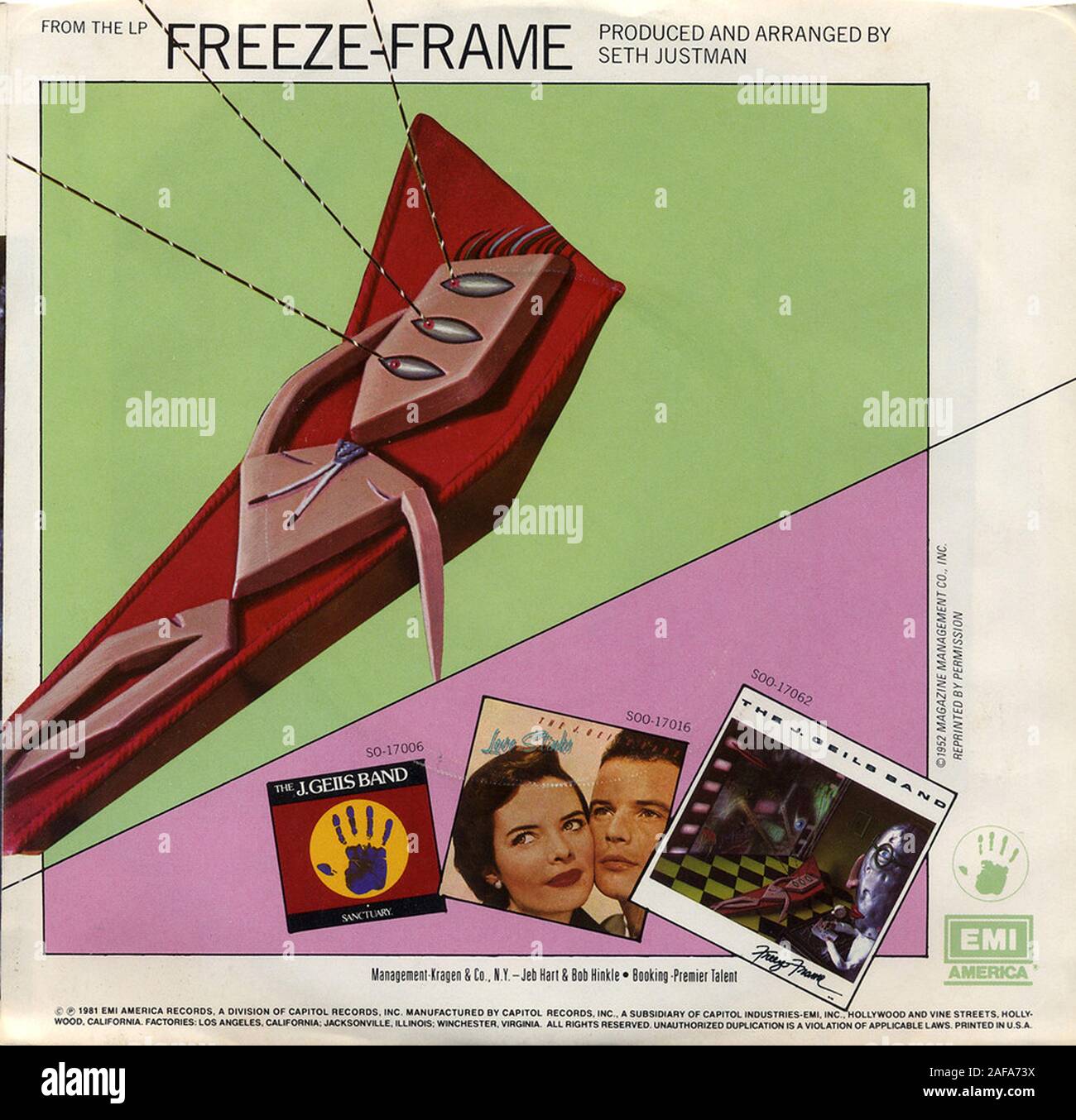 Le J. Geils band - Freeze-Frame - Vintage vinyl record couvrir Banque D'Images