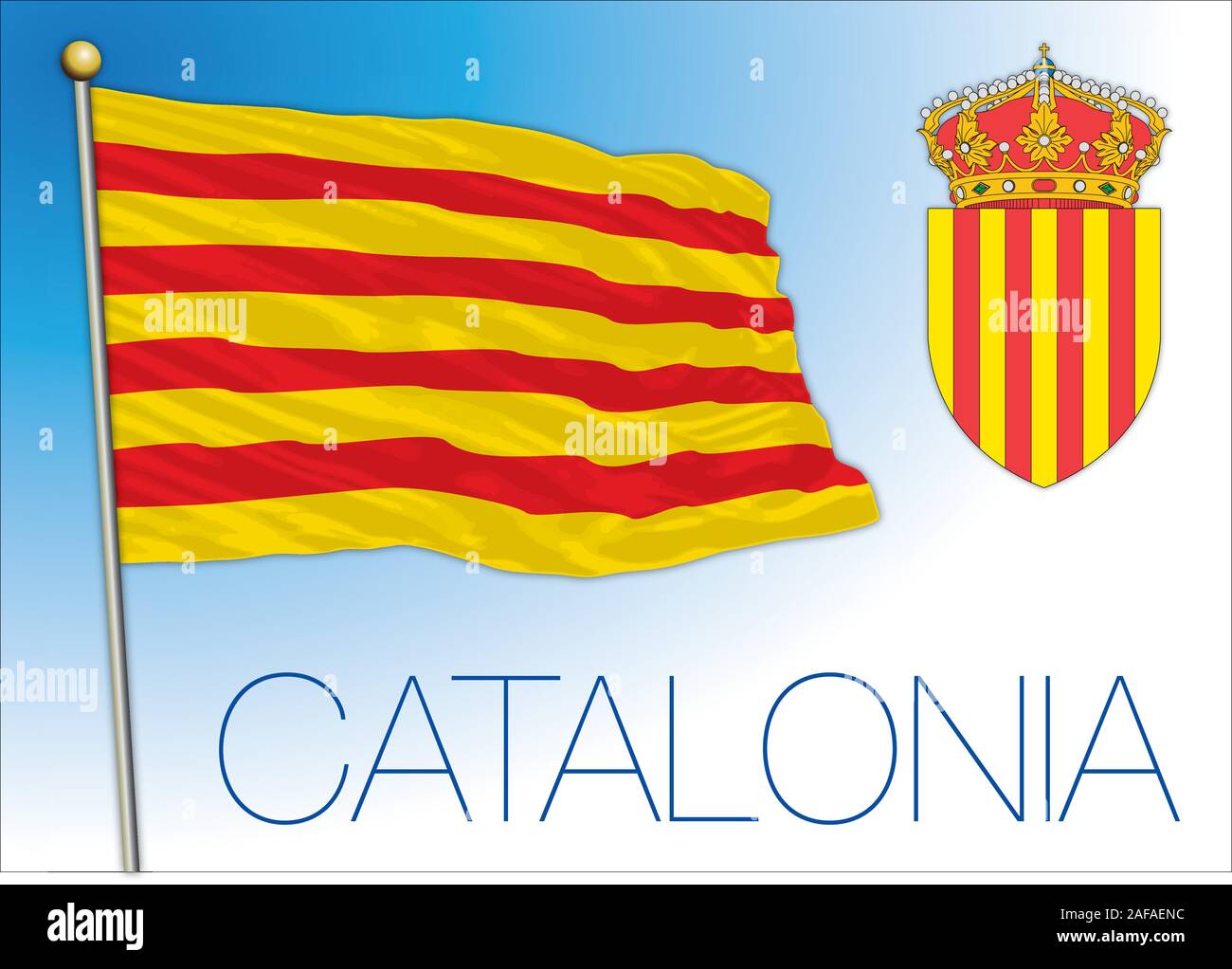 La Catalogne régional officiel drapeau et d'armoiries, d'Espagne, Union européenne, vector illustration Illustration de Vecteur