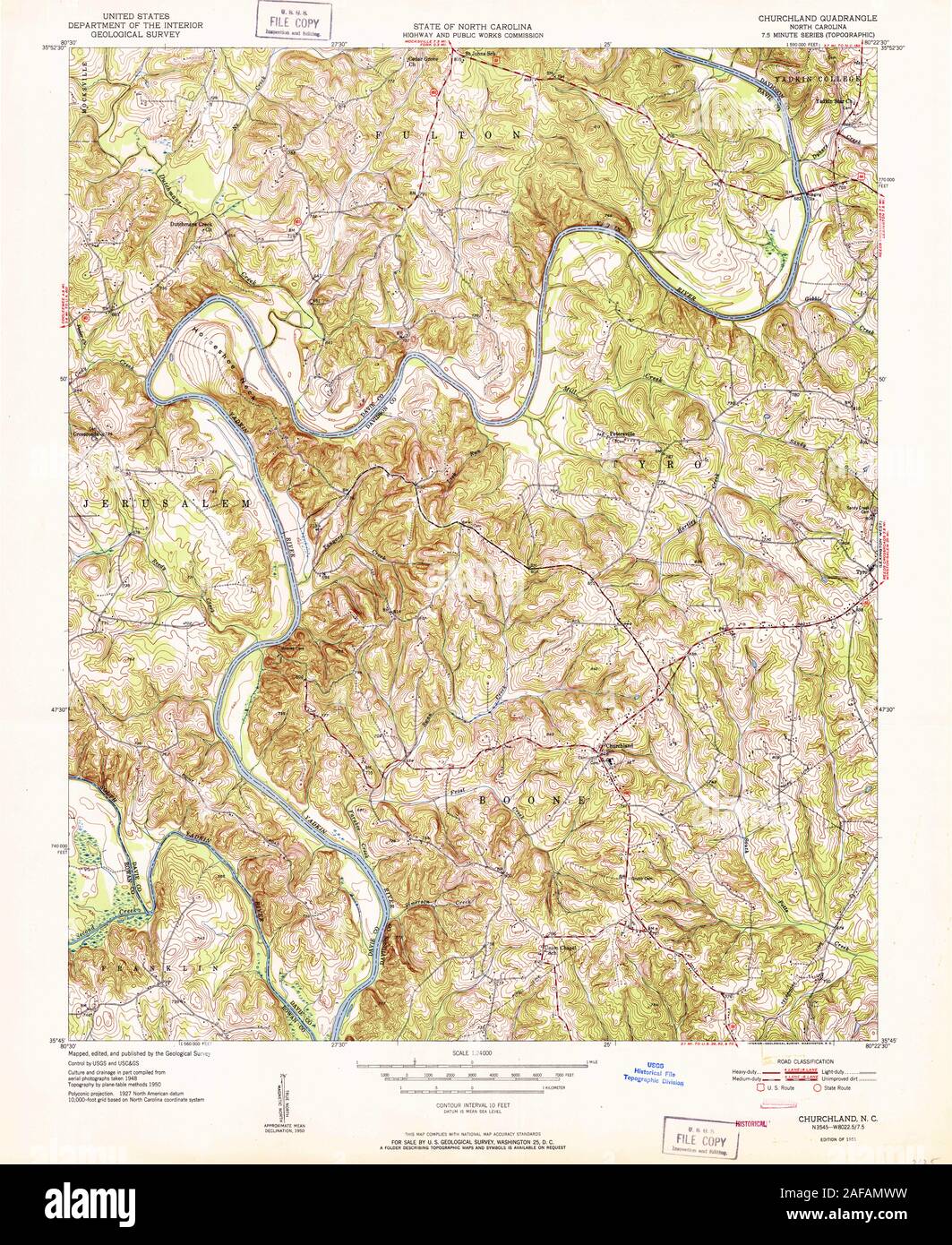 Carte TOPO USGS Caroline du NC Churchland 1642061951 Restauration 24000 Banque D'Images
