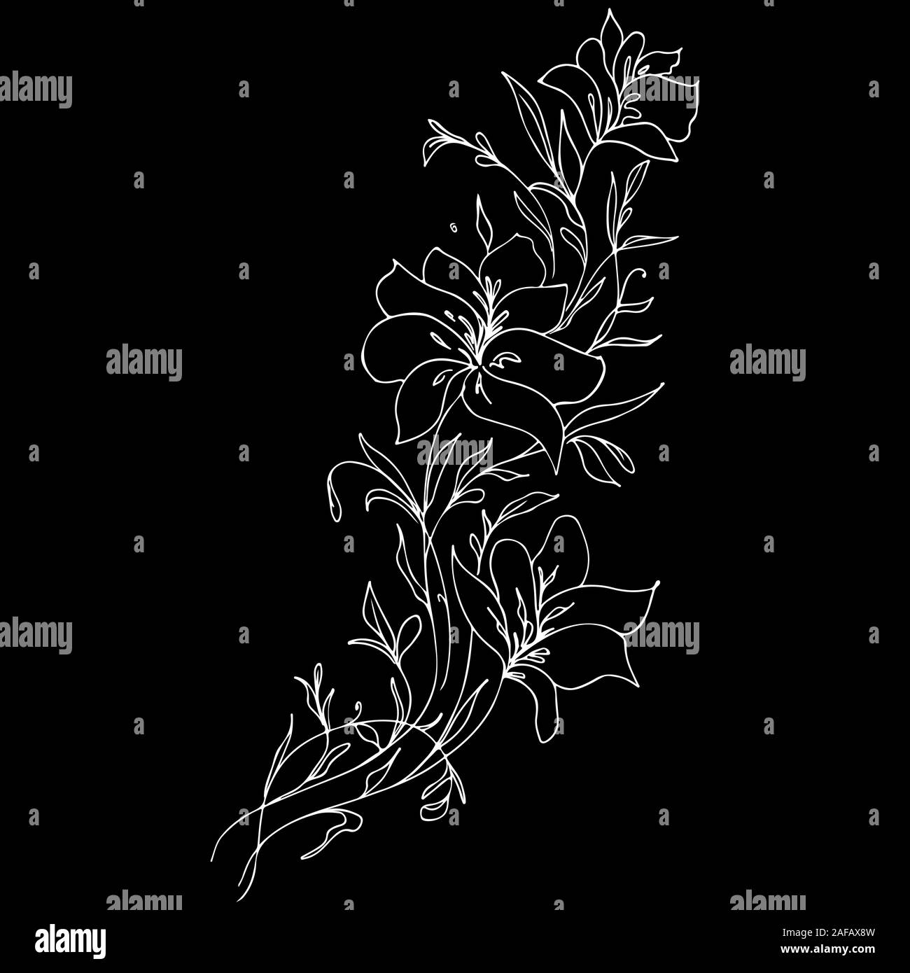 Dessinés à la main, gravée abstract orchid. Fleurs rétro contour main orchidée, grande conception pour tout usage. Contours vecteur. Arrière-plan de la nature. Scieries de pla Illustration de Vecteur