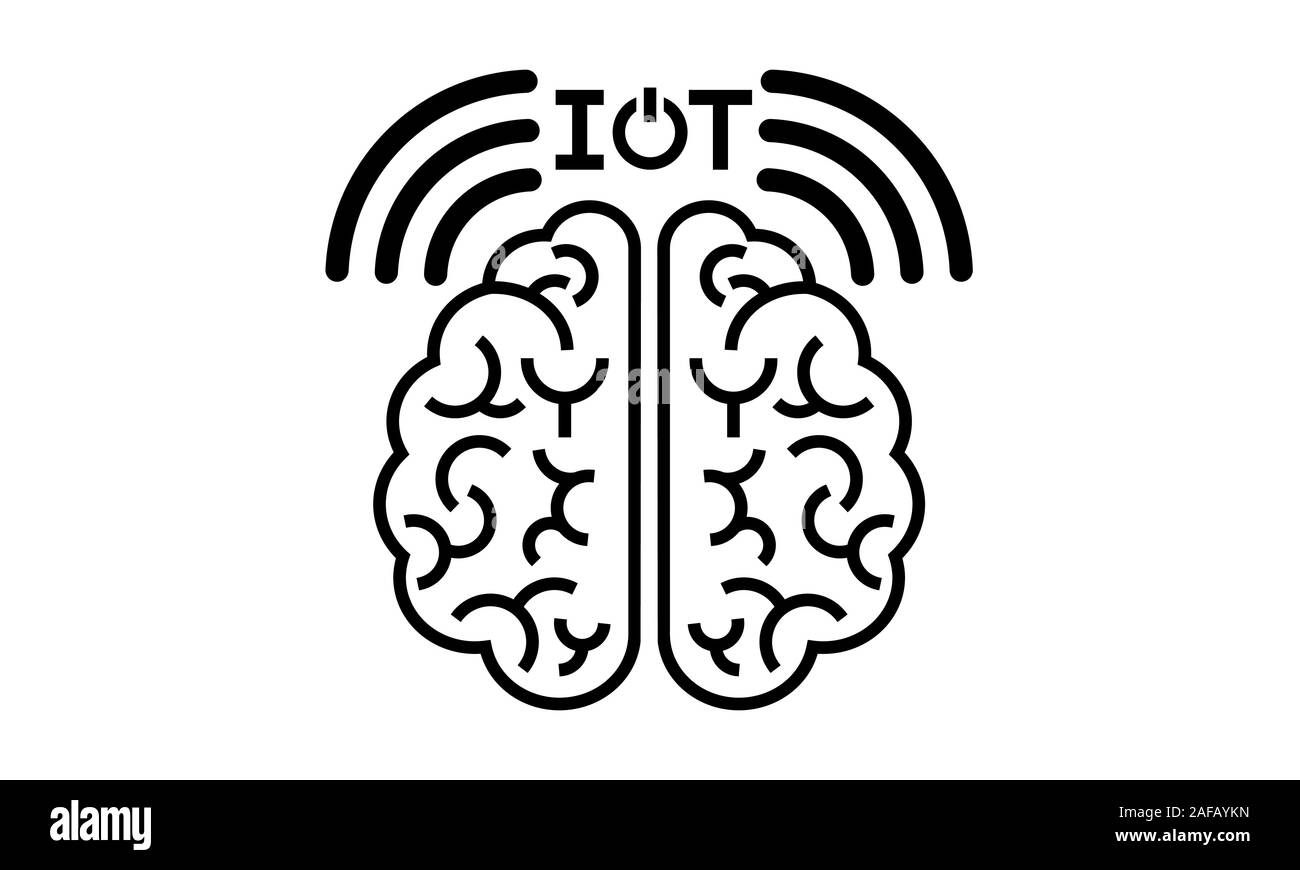 Internet des objets design plat, isolé, silhouette noire sur fond blanc. Connexion 5G, l'internet des objets Illustration de Vecteur