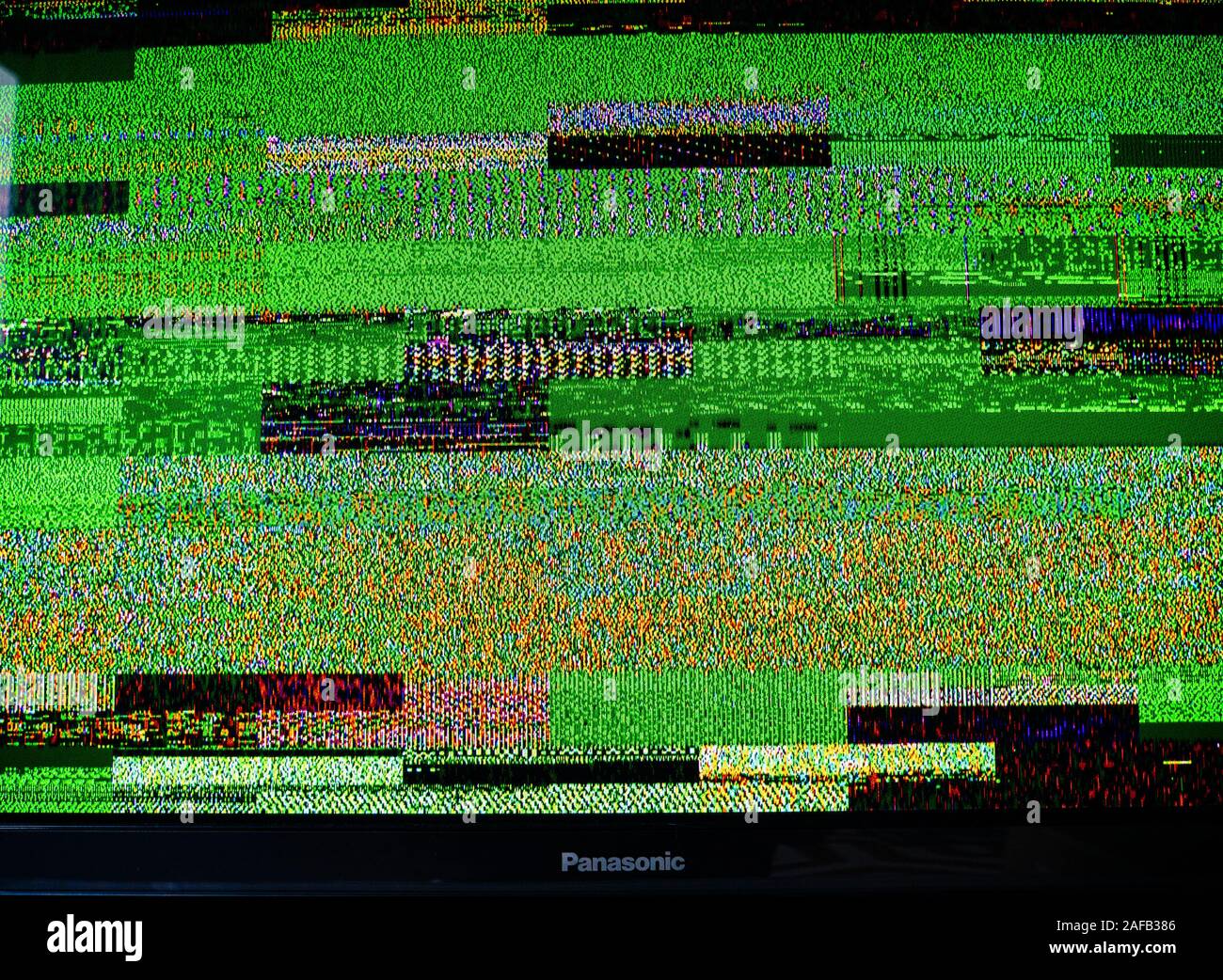 Mauvais signal bruit de transmission d'effet sur l'affichage LCD CRT Écran Problème de diffusion en direct Banque D'Images