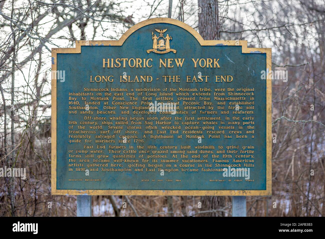 Historique de l'état de NY signe pour New York, Long Island, l'East End, Long island, NY Banque D'Images