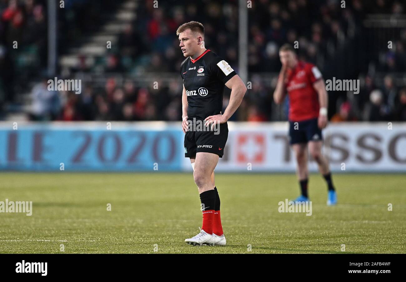 Hendon, Royaume-Uni. 14 Décembre, 2019. Nick Tompkins (sarrasins). Saracens v Munster Rugby. Piscine 4. Heineken Cup Champions. Allianz Park. Hendon. Londres. UK. Garry Crédit/Sport sous gaine en images/Alamy Live News. Credit : Sport en images/Alamy Live News Banque D'Images