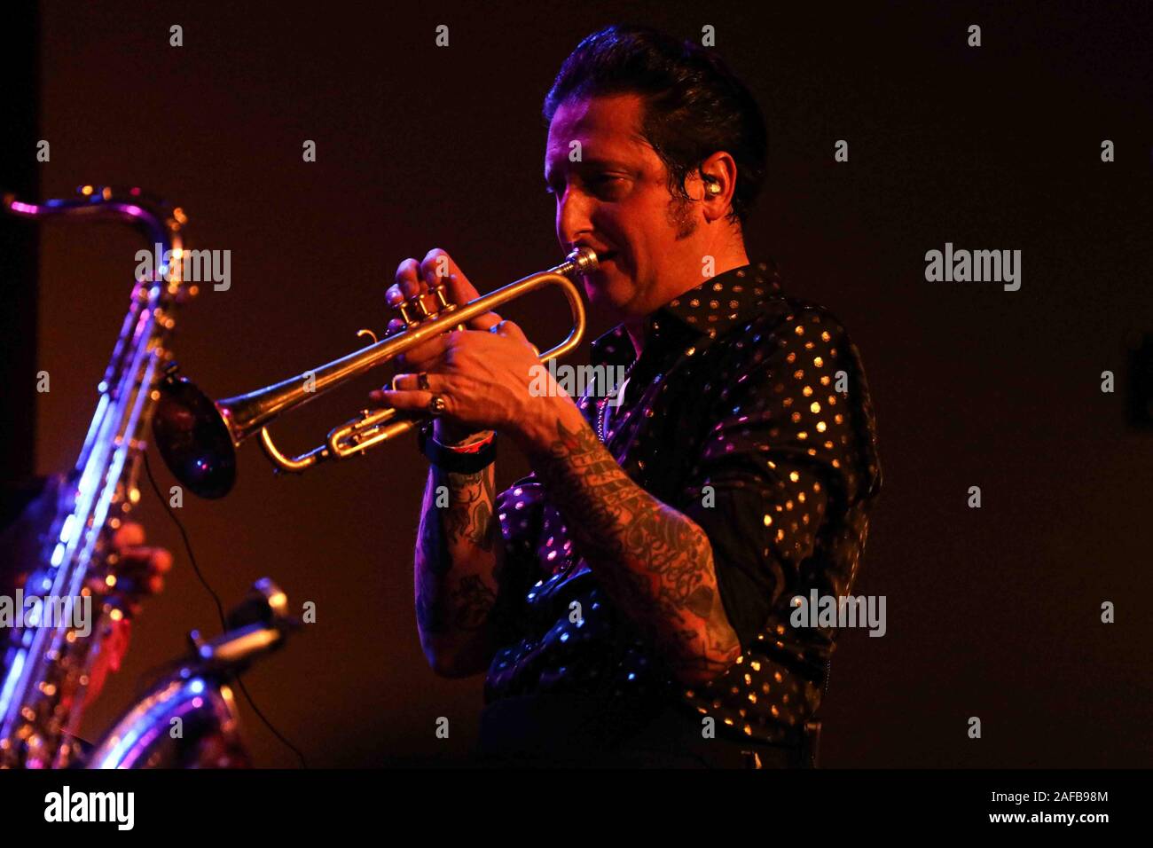 Wilmington, DE, USA. 14 Décembre, 2019. Musicien de jazz BRIAN NEWMAN effectuer pendant une célébration vendredi, 13 septembre 2019, au Théâtre de la Reine à Wilmington, Delaware. Credit : Saquan Stimpson/ZUMA/Alamy Fil Live News Banque D'Images