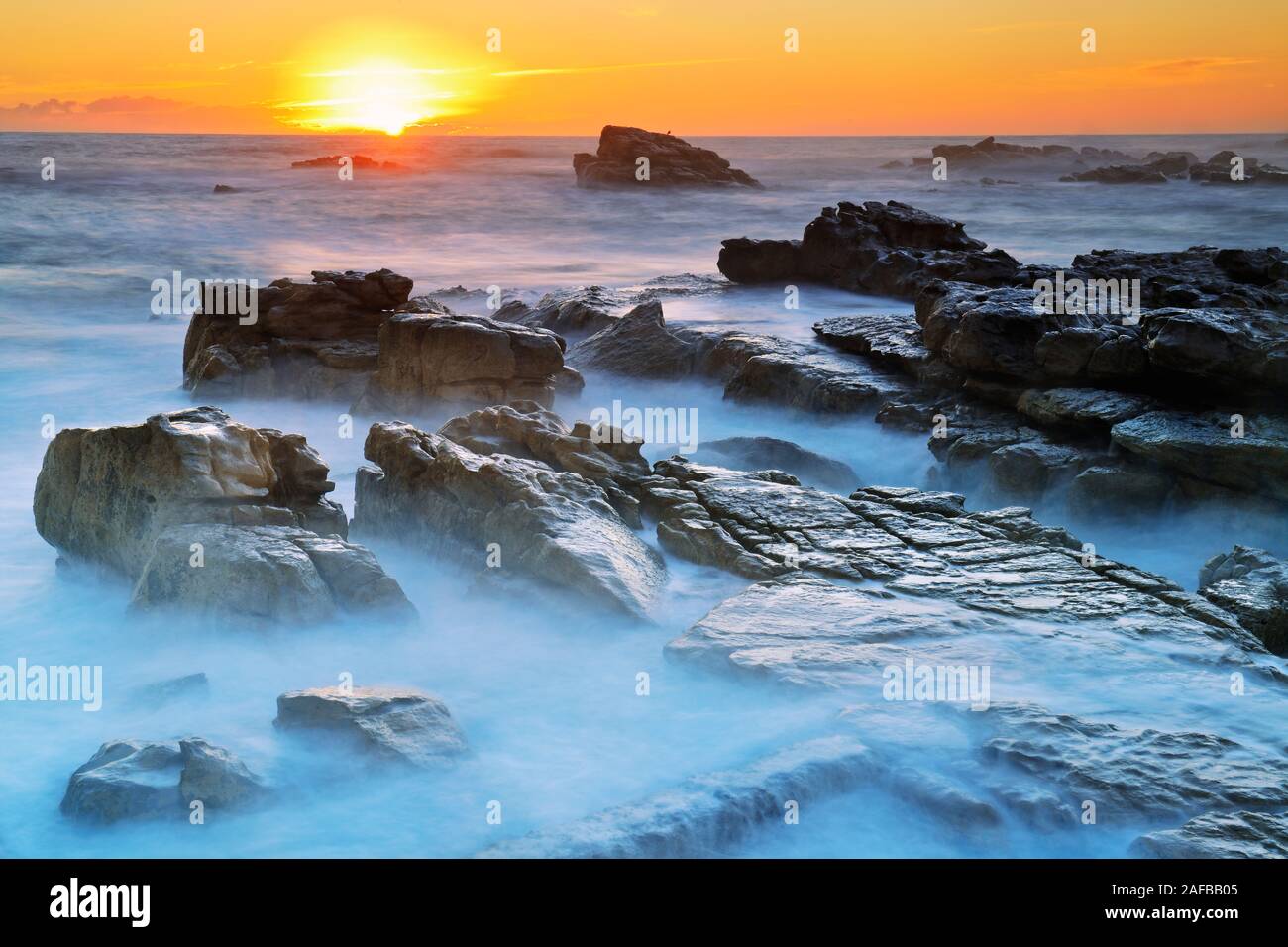 Sonnenuntergang auf l'île Bird, Lamberts Bay, Western Cape, Westkap, Suedafrika, Afrika Banque D'Images
