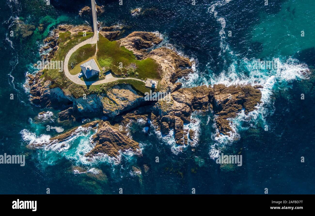 Vue aérienne de l'île de Pancha en Galice Banque D'Images