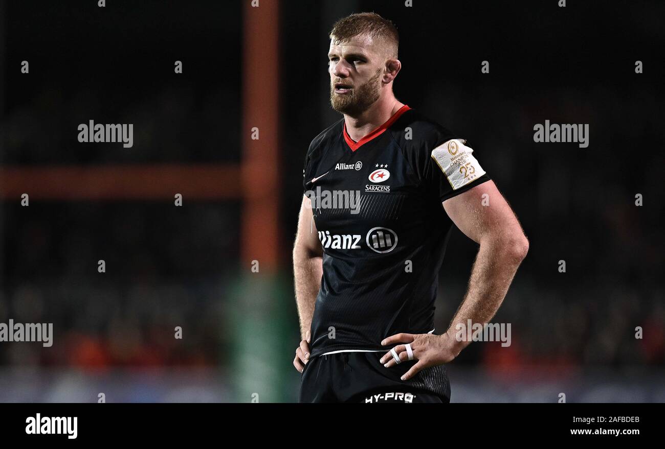 Hendon, Royaume-Uni. 14 Décembre, 2019. George Kruis (sarrasins). Saracens v Munster Rugby. Piscine 4. Heineken Cup Champions. Allianz Park. Hendon. Londres. UK. Garry Crédit/Sport sous gaine en images/Alamy Live News. Credit : Sport en images/Alamy Live News Banque D'Images