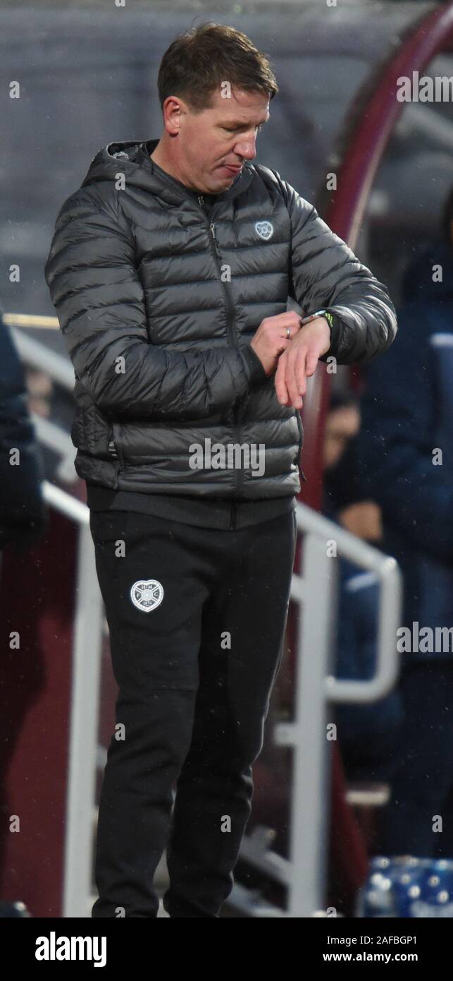 UK. 14 Décembre, 2019. Parc de Murrayfield, Edinburgh, Ecosse;UK. Coeurs 0 vs St Johnstone 1 Scottish Premiership Match Coeur Coeurs St Johnstone nouveau manager Daniel Stendel lors de la défaite à domicile St Johnstone. Crédit : eric mccowat/Alamy Live News Banque D'Images