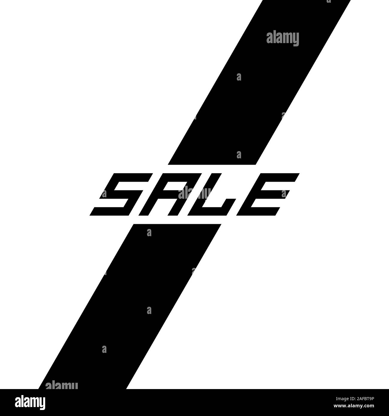 L'inscription vente sur l'arrière-plan d'une bande diagonale. Ruban noir et blanc décoration. Vente bannière. Modèle à utiliser sur flyer, affiche, brochure. Illustration de Vecteur