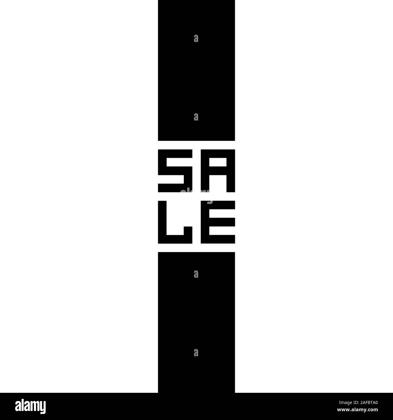 L'inscription sur l'arrière-plan de vente verticale blanche. Ruban noir et blanc décoration. Vente bannière. Modèle à utiliser sur flyer, affiche, brochure. Illustration de Vecteur