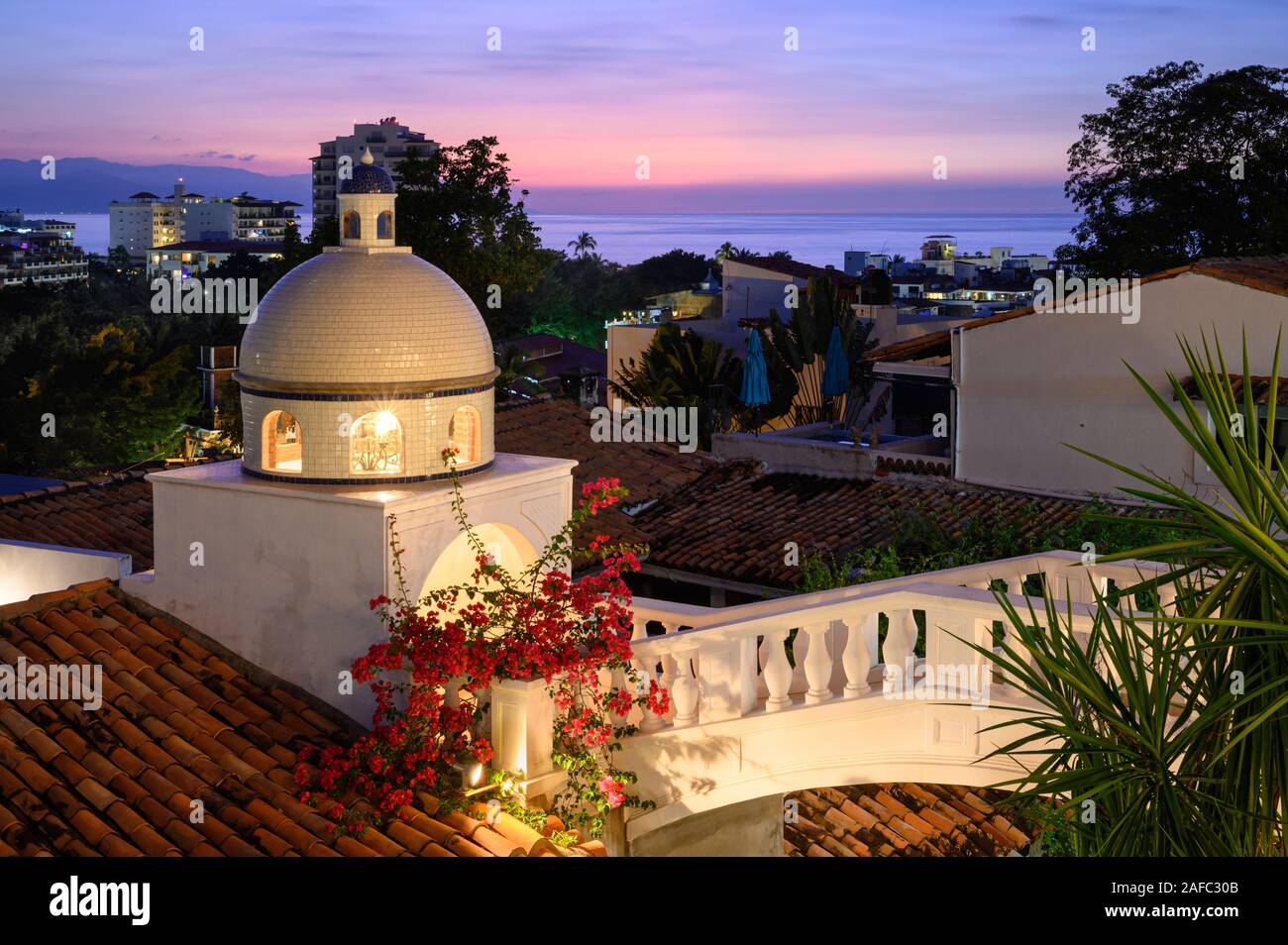 Puente del Amor ('Pont d'l'amour') à Casa Kimberly, Puerto Vallarta, Jalisco, Mexique. Banque D'Images