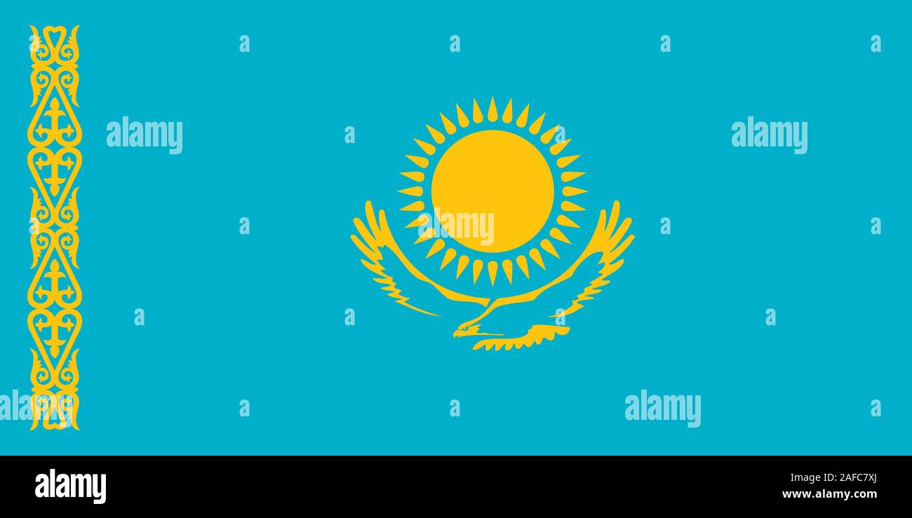 Grande télévision officielle drapeau du Kazakhstan l'horizontale Banque D'Images