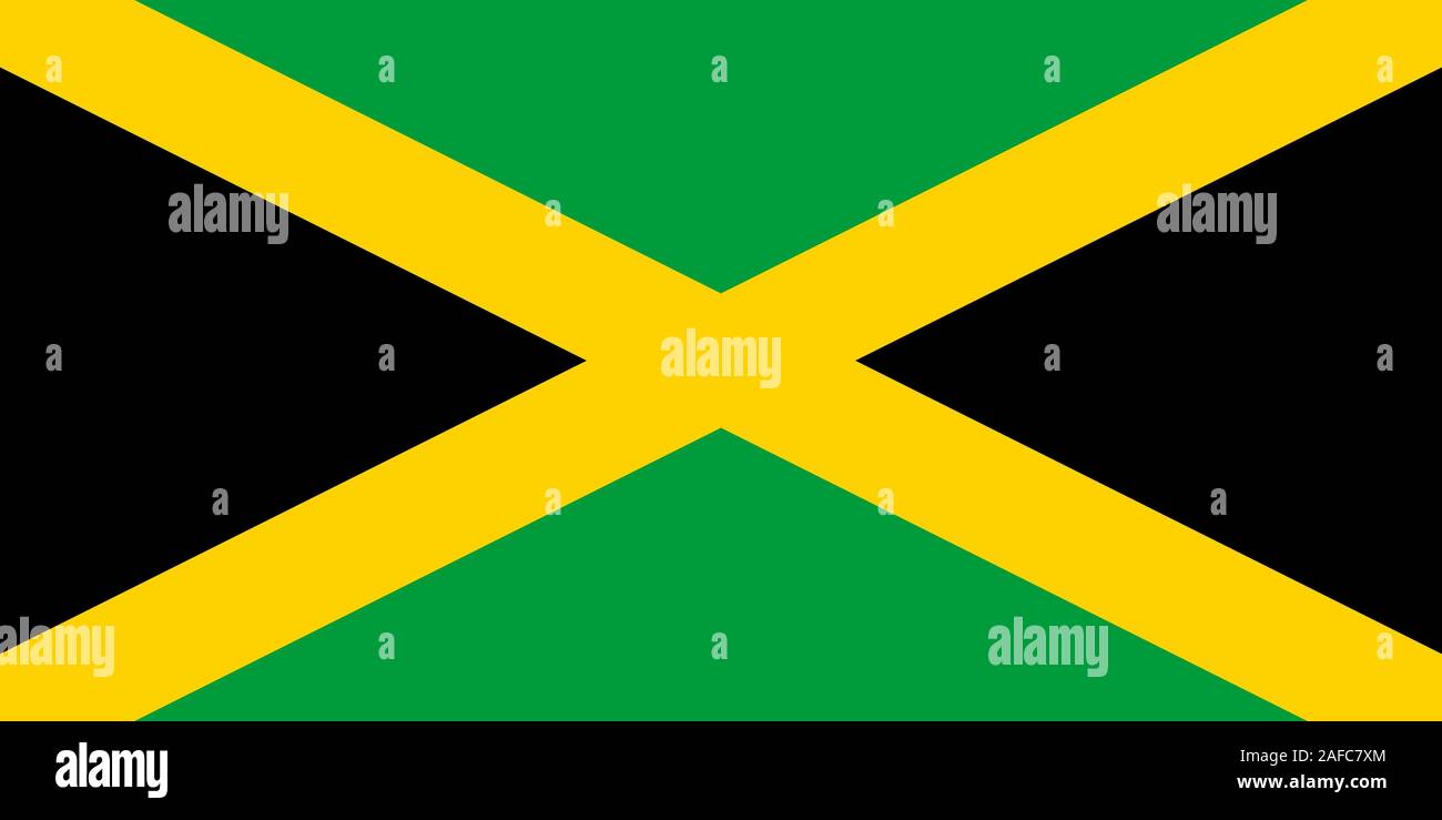 Grande télévision officielle drapeau de la Jamaïque l'horizontale Banque D'Images