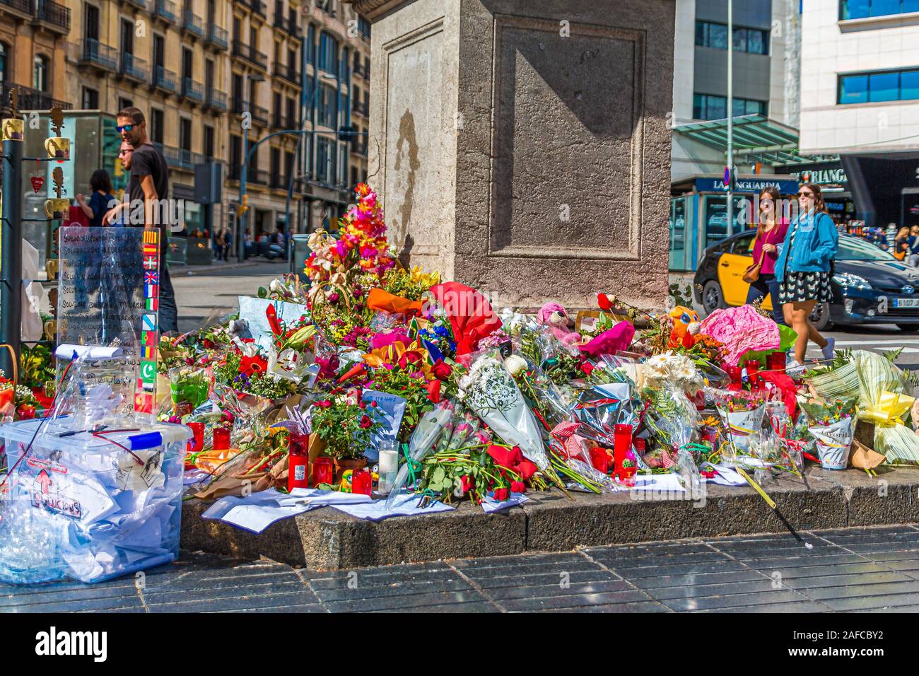 Attaque terroriste de Barcelone Memorial Banque D'Images