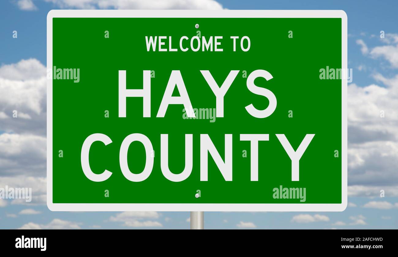 D'un rendu 3d vert panneau routier pour Hays County Banque D'Images