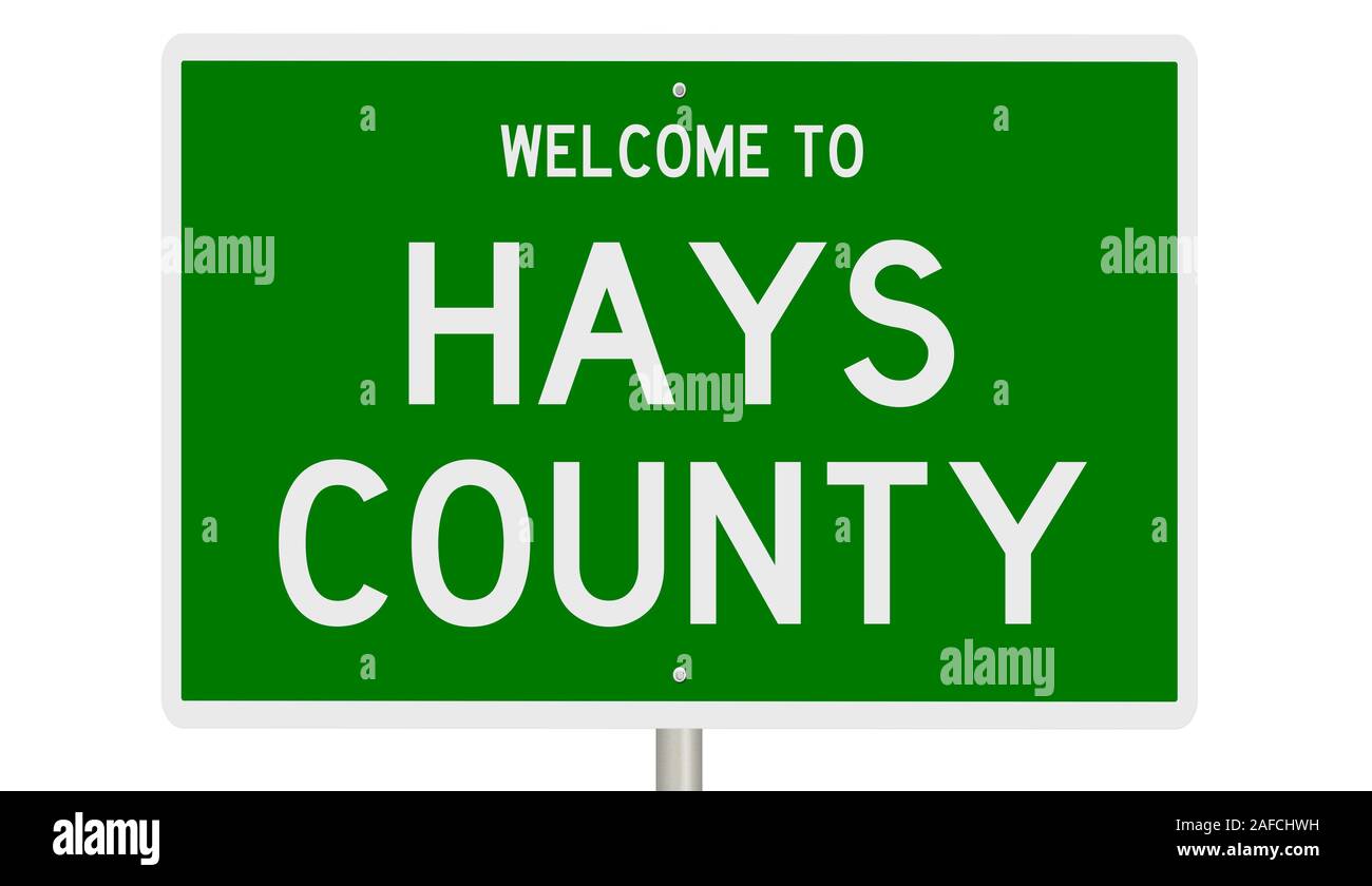 D'un rendu 3d vert panneau routier pour Hays County Banque D'Images