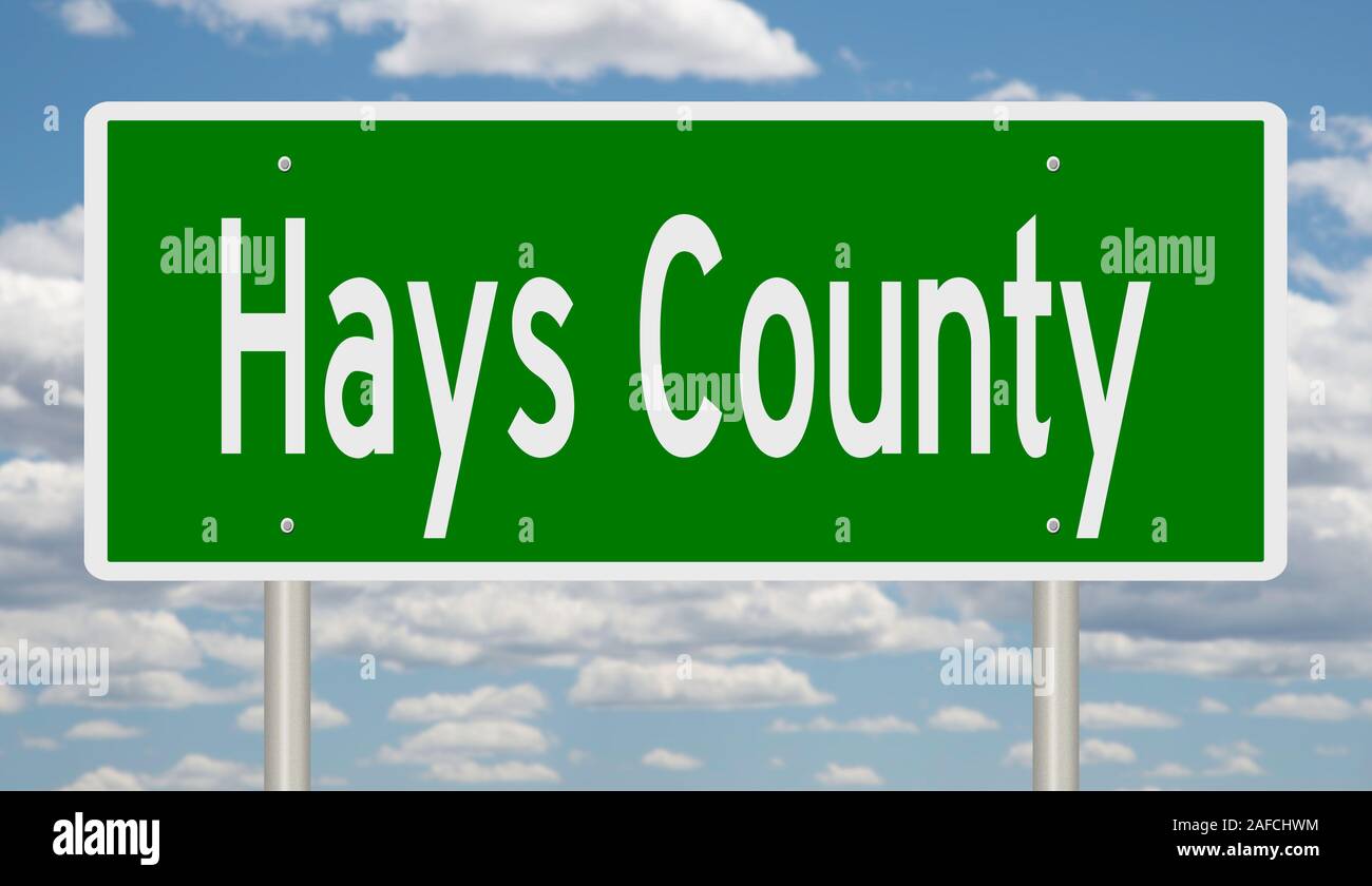D'un rendu 3d vert panneau routier pour Hays County Banque D'Images