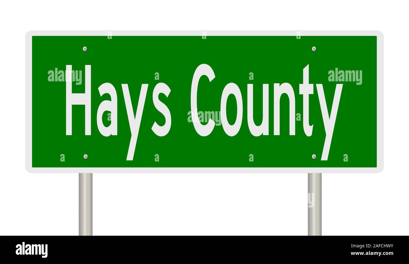 D'un rendu 3d vert panneau routier pour Hays County Banque D'Images
