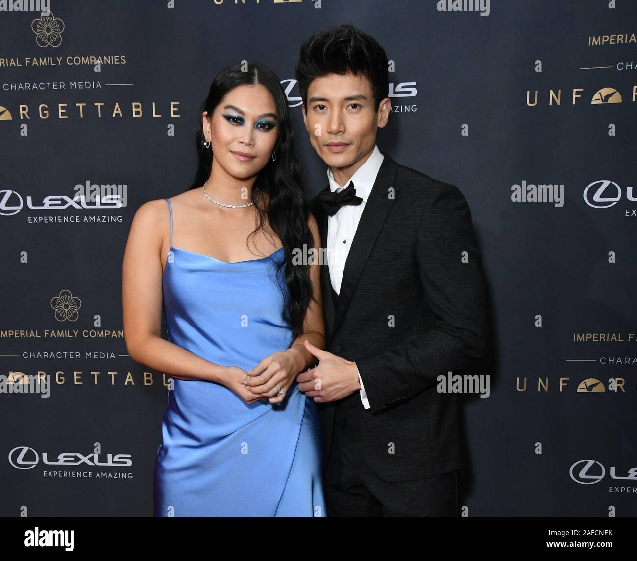 14 Décembre 2019 - Los Angeles, Californie - Dianne Doan, Manny Jacinto. Gala 2019 Unforgetttable tenue au Beverly Hilton Hotel. Crédit photo : Birdie Thompson/AdMedia /MediaPunch Banque D'Images