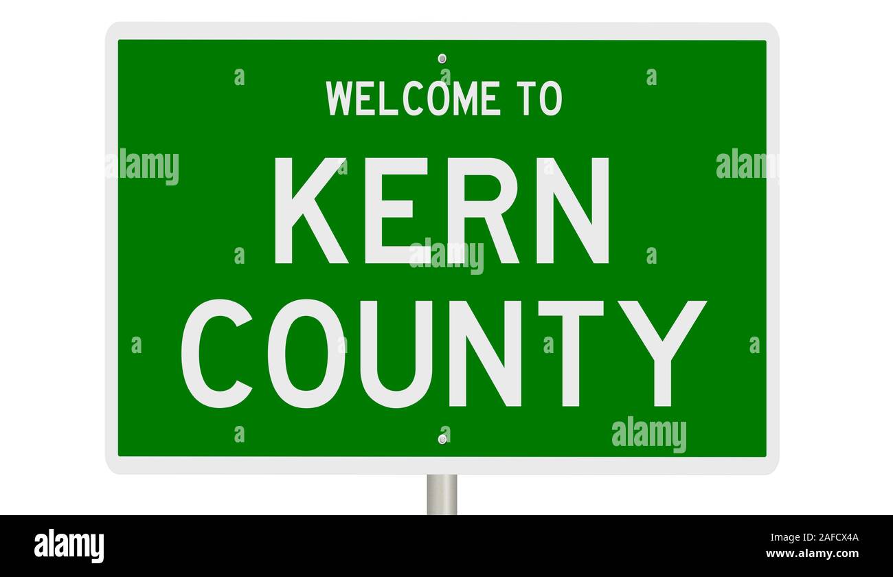 D'un rendu 3d vert panneau routier pour Kern County Banque D'Images