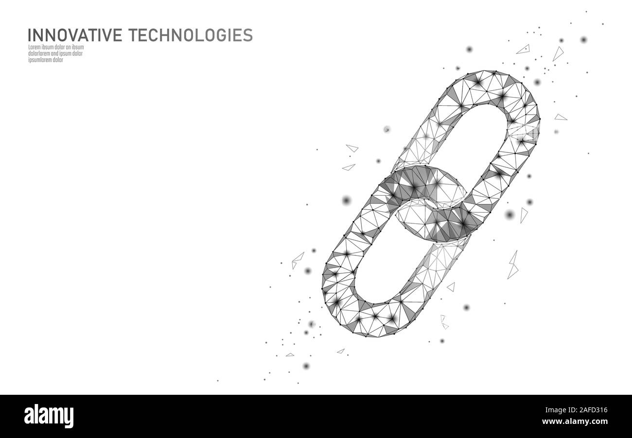 Blockchain symbole business concept. Réseau connexion chaîne finances la sécurité de l'information. Faible 3D polygonal poly conception géométrique. La technologie mondiale e Illustration de Vecteur