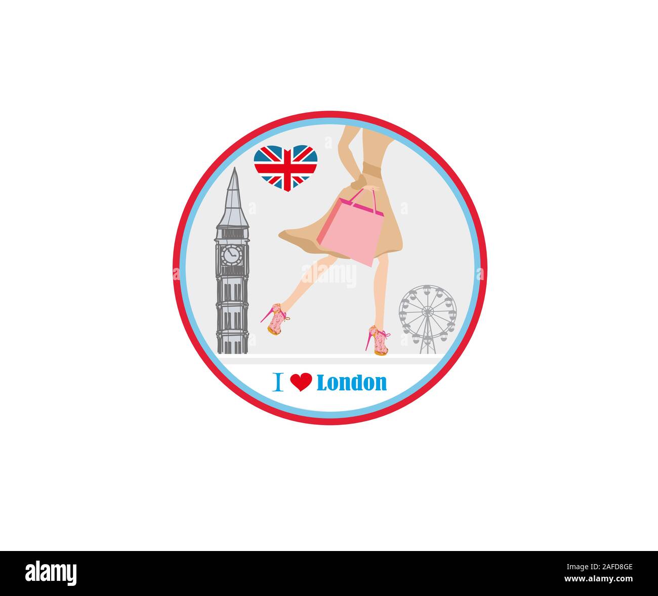 Woman shopping in London - carte Illustration de Vecteur