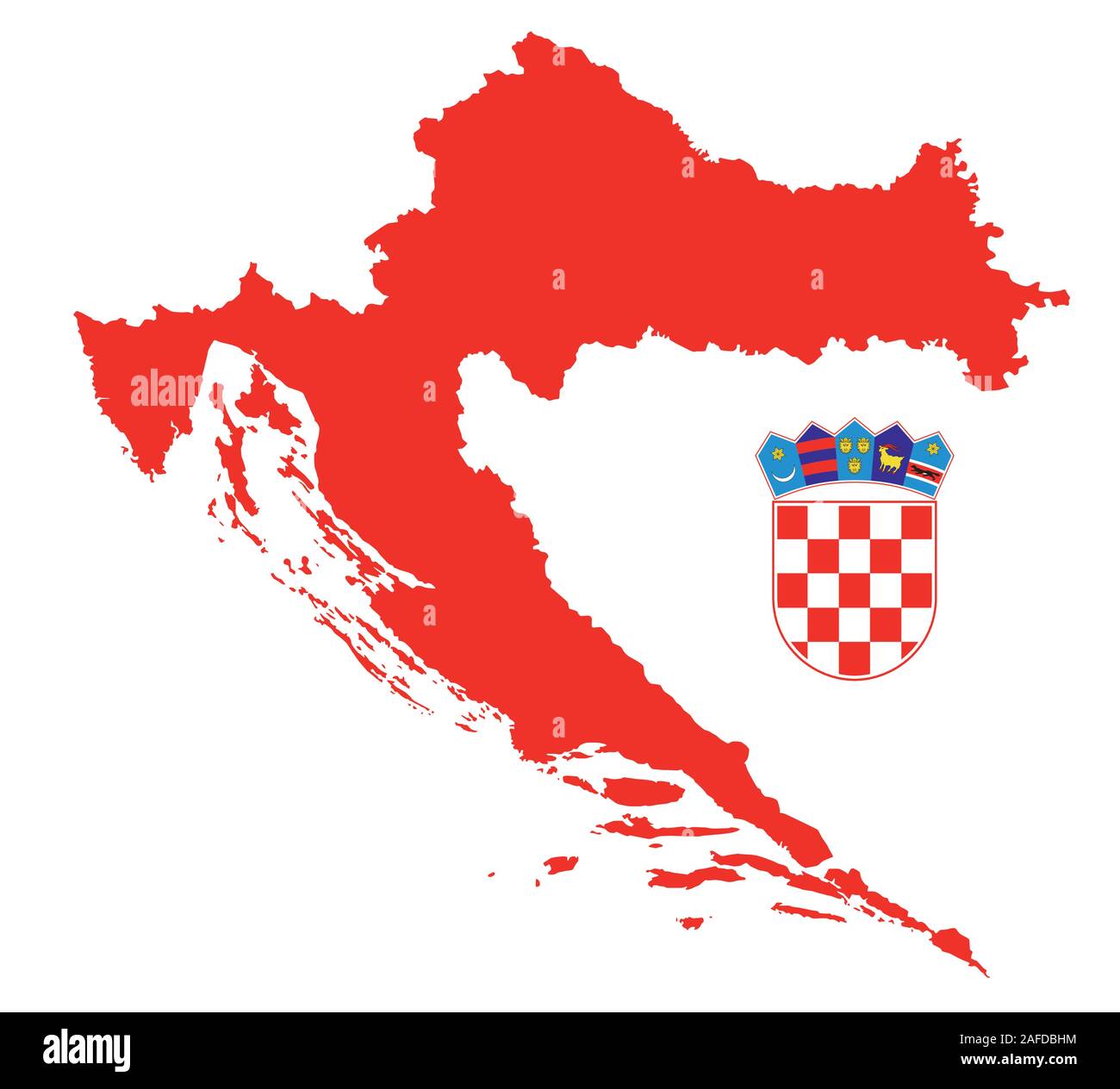 Carte Croatie rouge avec blason Illustration de Vecteur