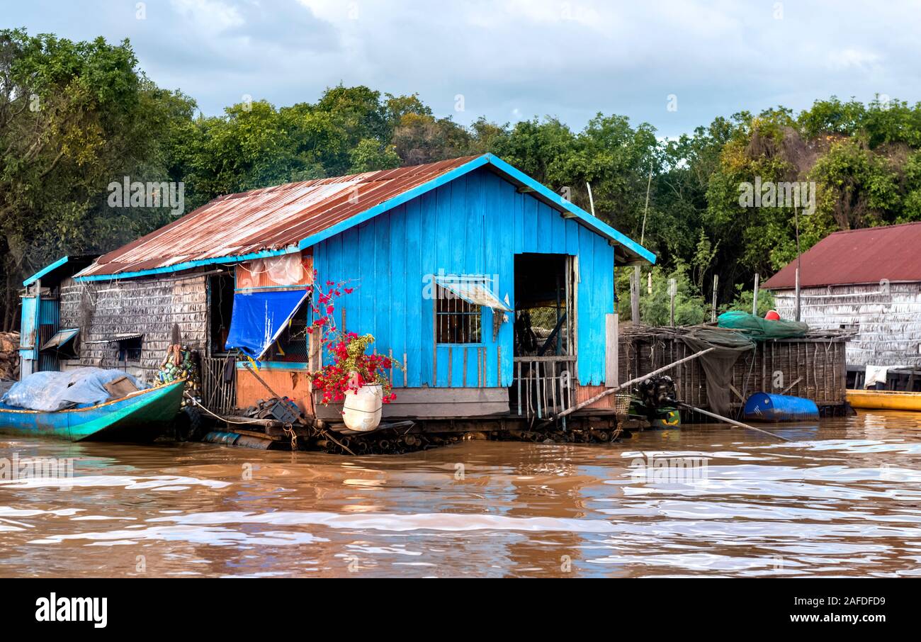 Chong Kneas village flottant du lac Tonle Sap, Cambodge Siem Reap Banque D'Images