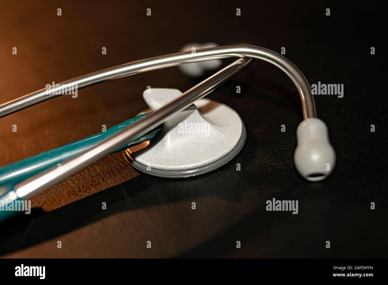 Close-up d'un appareil appelé un stéthoscope stéthoscope ou respiratoire et cardiaque pour effectuer l'examen médical Banque D'Images