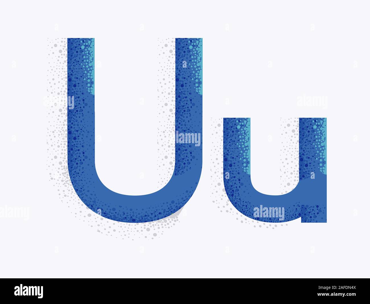 Illustration de l'alphabet décoratif avec Capital et les petites particules de poussière et la lettre U Vigueur Banque D'Images