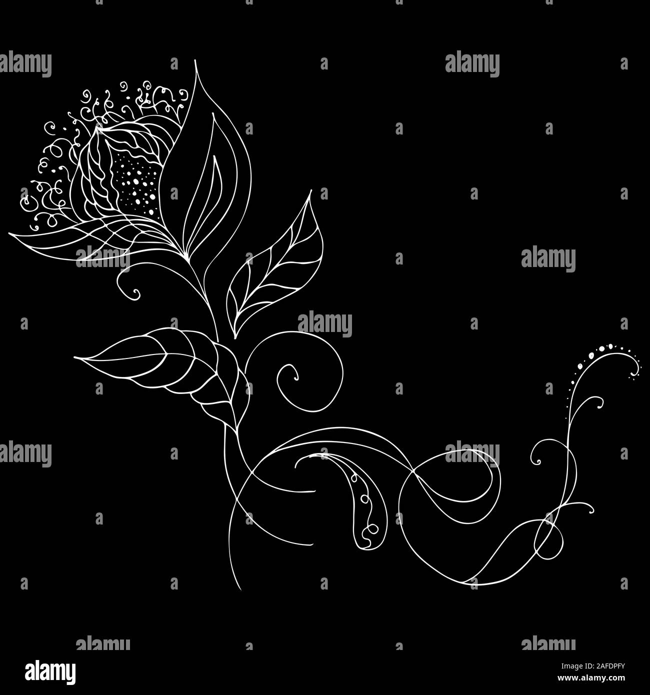 Dessinés à la main, gravée de fleurs abstraites. Fleurs rétro contour main orchidée, grande conception pour tout usage. Contours vecteur. Arrière-plan de la nature. Scieries de pl Illustration de Vecteur