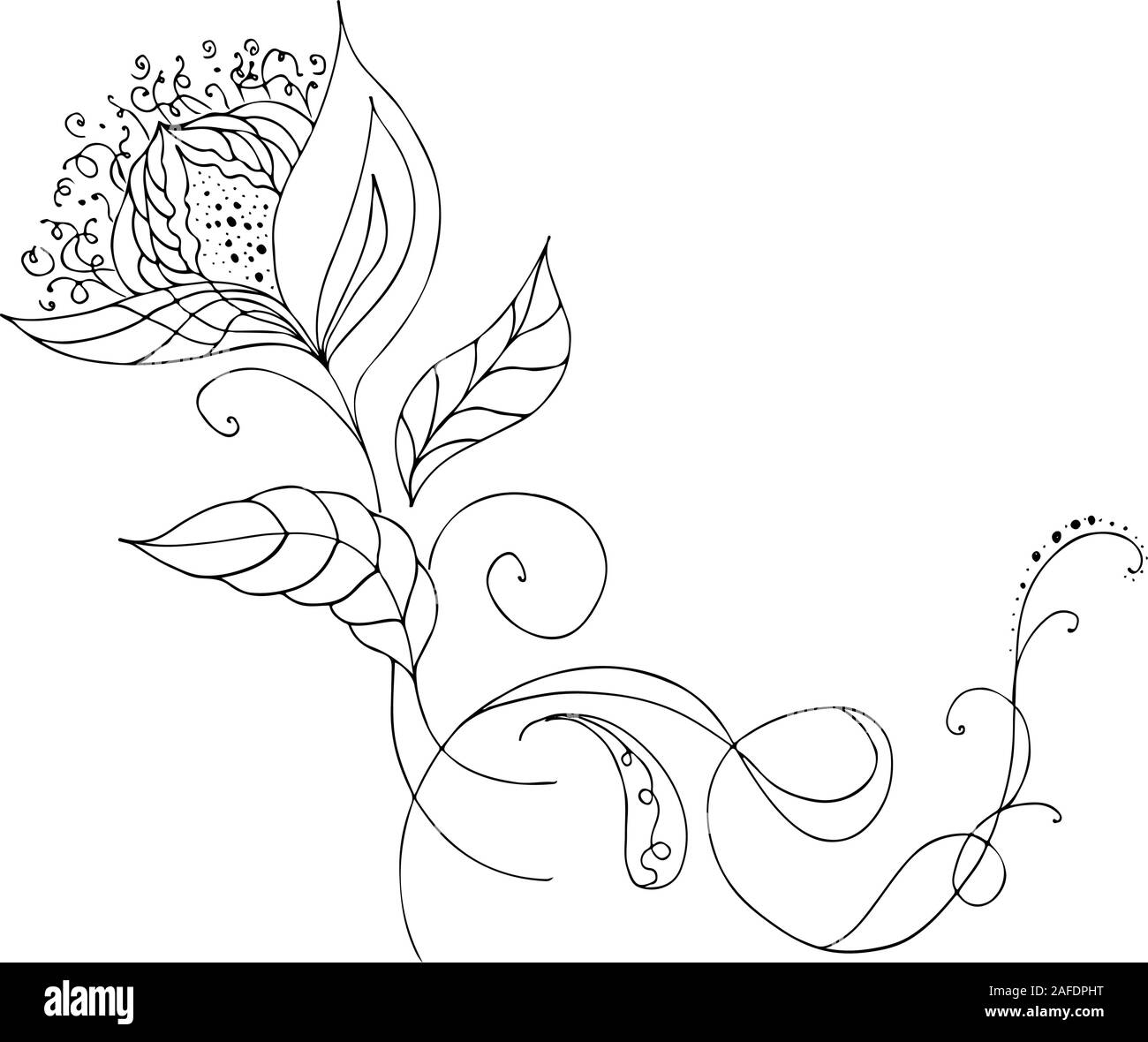 Dessinés à la main, gravée de fleurs abstraites. Fleurs rétro contour main orchidée, grande conception pour tout usage. Contours vecteur. Arrière-plan de la nature. Scieries de pl Illustration de Vecteur