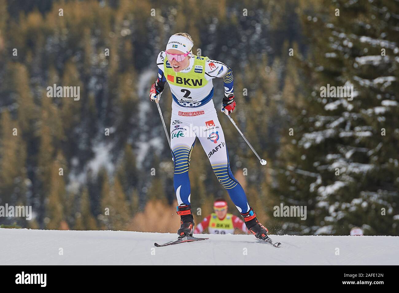 Davos, Suisse, 15. Dezember 2019. Emma Ribom beim 10 km libre) der Frauen am FIS Weltcup ski nordique 2019 Davos à Davos. Banque D'Images