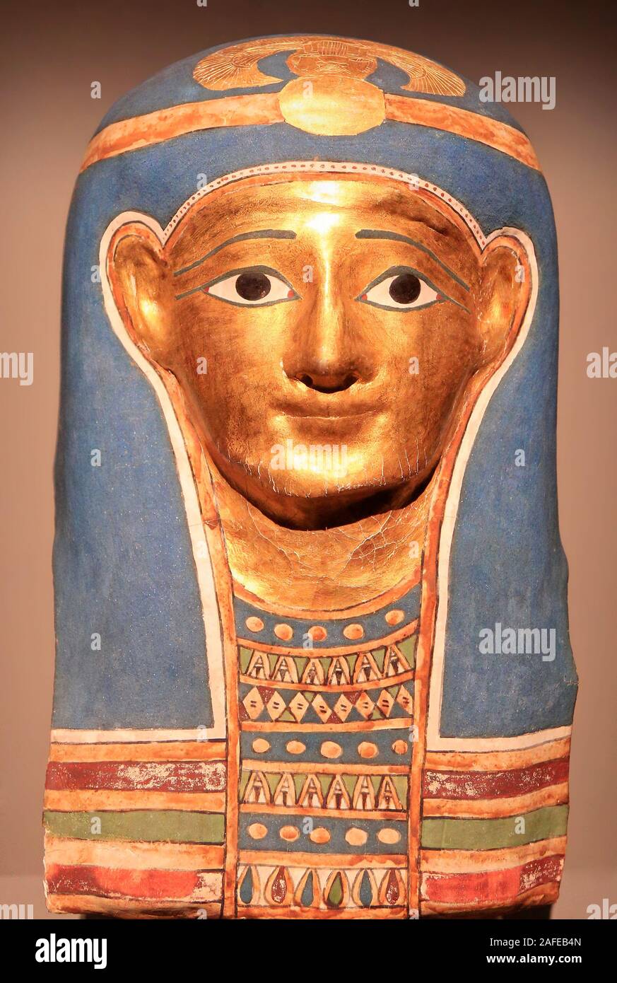 Glissait cartonnage momie masque à la fin de l'époque ptolémaïque, début de Roman Banque D'Images