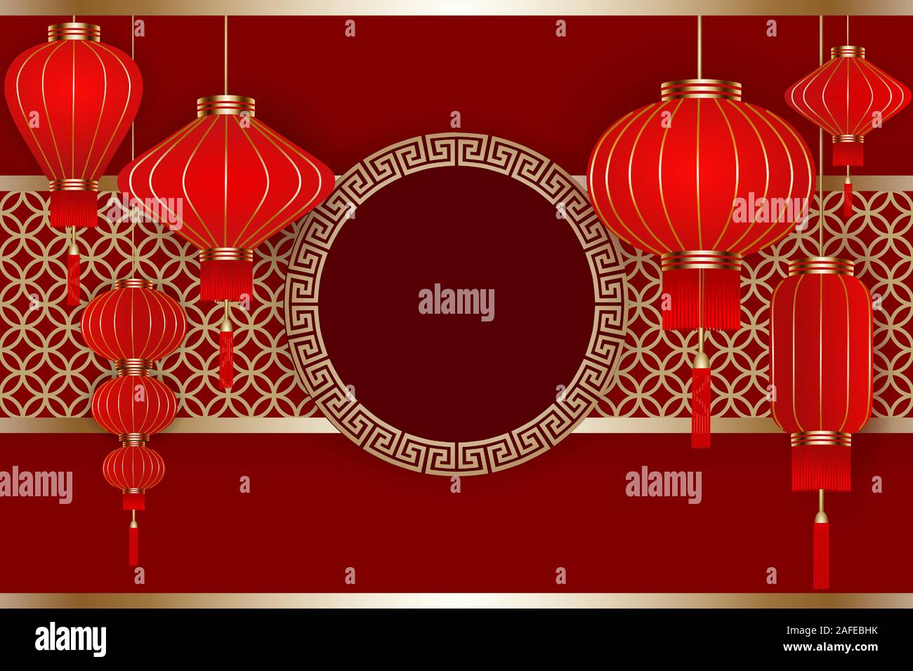 Le nouvel an chinois avec des lanternes rouges en arrière-plan et l'espace pour votre texte Illustration de Vecteur
