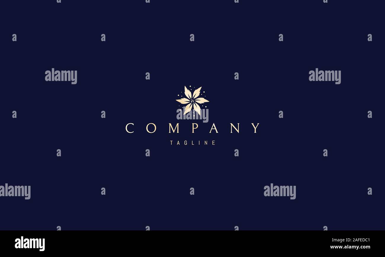 Logo golden Vecteur sur lequel une image abstraite d'une fleur. Illustration de Vecteur