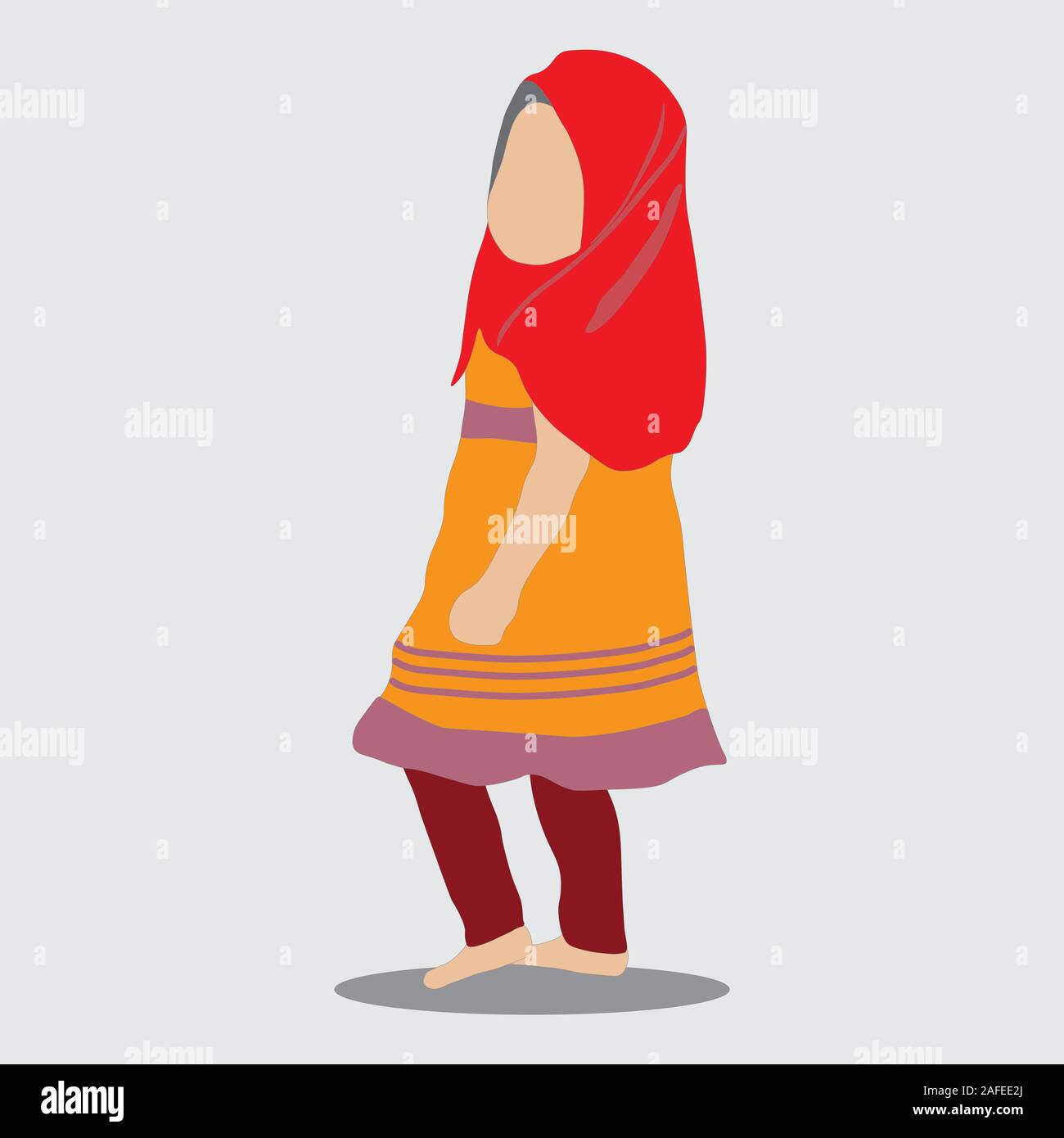 Peu vecteur fille musulmane avec hijab. Kid avec beau dressing Illustration de Vecteur