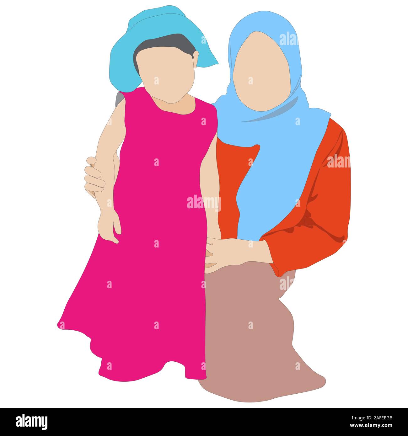 La mère et le fils de la famille. vecteur avec hijab musulman Illustration de Vecteur