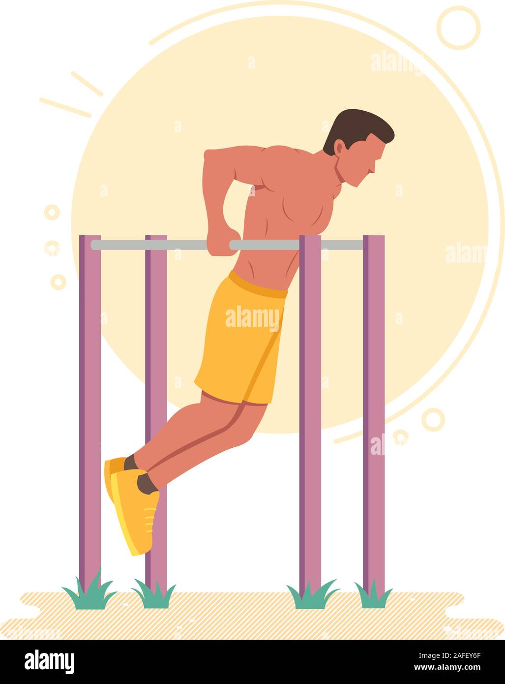 L'exercice de poids corporel Exercices Dips Illustration de Vecteur