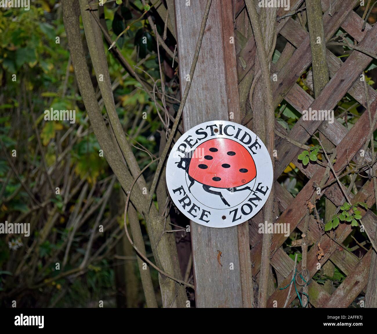 Pesticide Free zone, signe en le Nectar de jardin dans le Parc Régional Coyote Hills, Fremont, Californie Banque D'Images