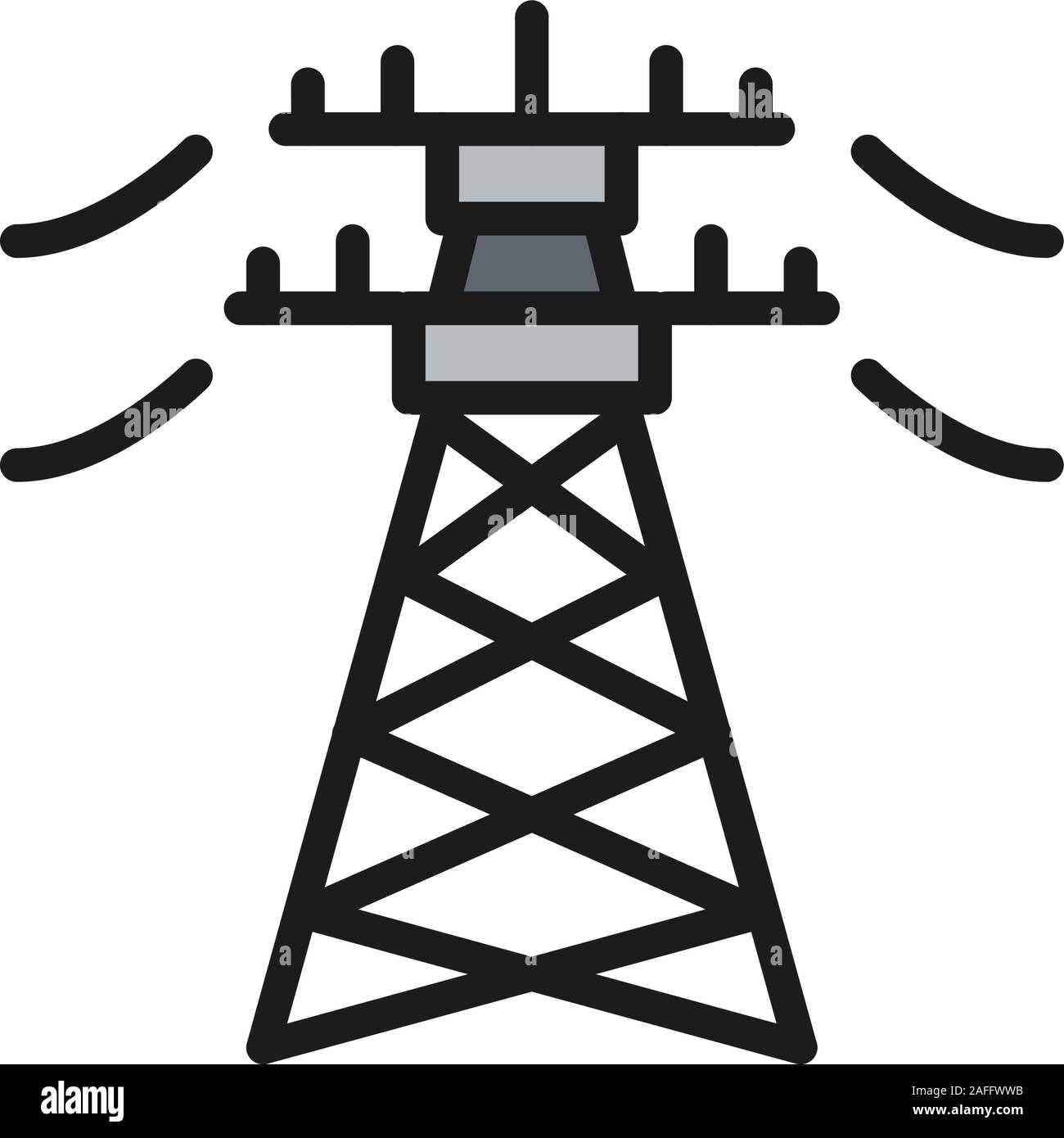 La ligne électrique à haute tension, de l'énergie télévision pôle pylône  sur l'icône de la ligne de couleur Image Vectorielle Stock - Alamy