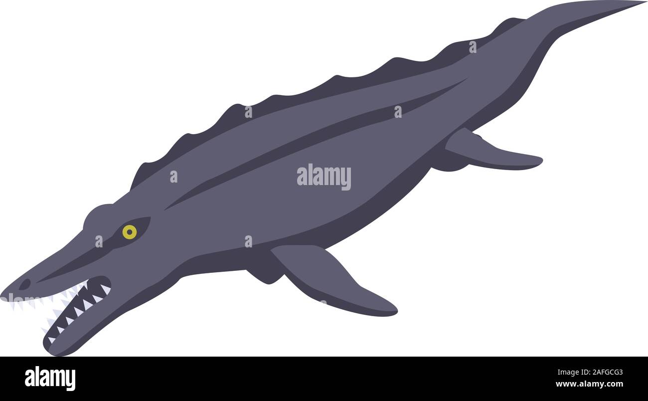 Dinosaure de l'eau, l'icône de style isométrique Illustration de Vecteur