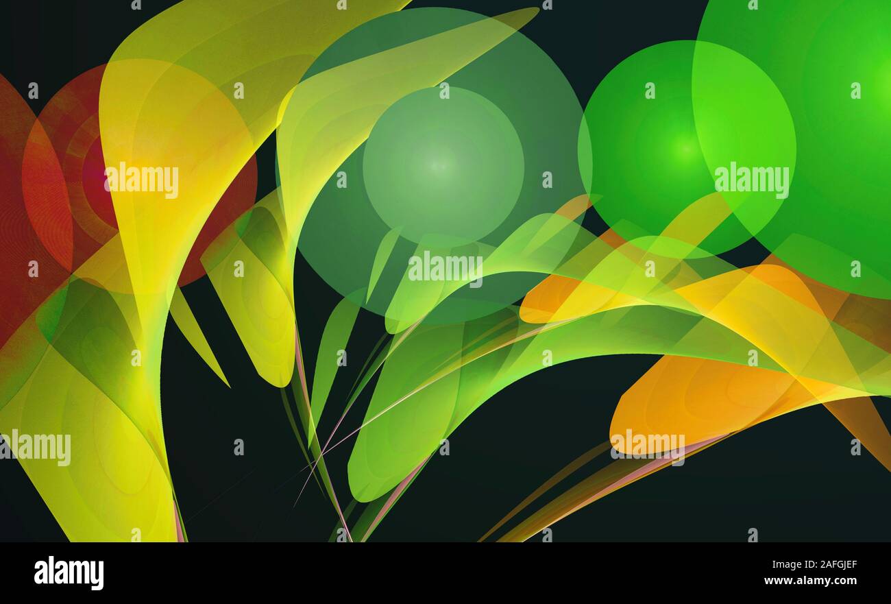 Image fractale : belles boules lumineux colorés de taille différente. Banque D'Images